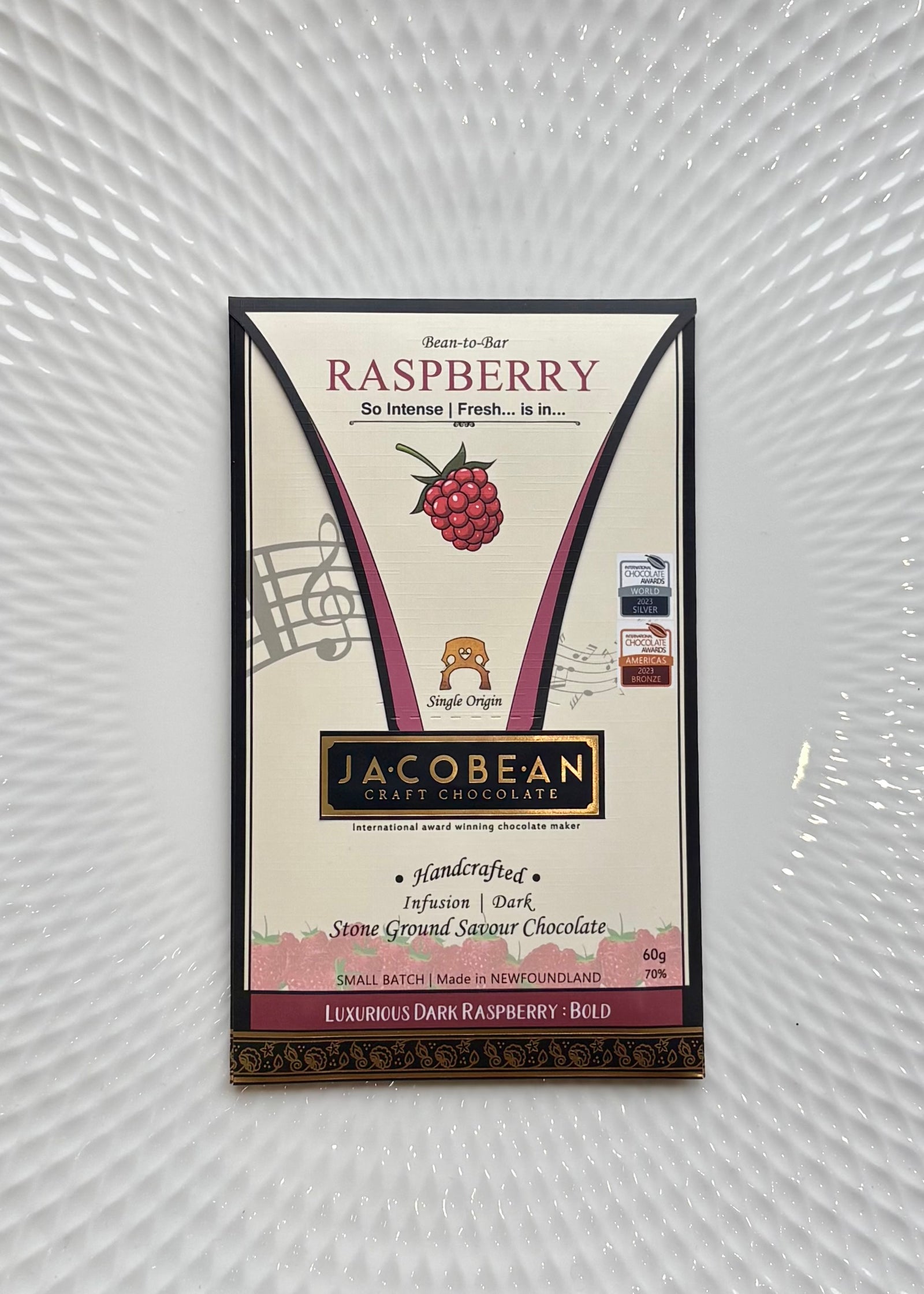 Raspberry Infusion Dark Chocolate Bar - 60g