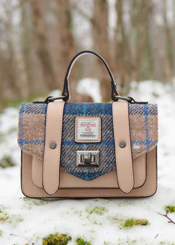 The Medium Satchel - Navy & Beige Tartan