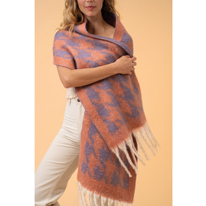 Harper Cosy Scarf - Coral/Lavender