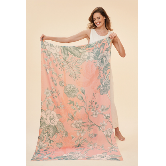 Printed Floral Jungle Scarf - Peach