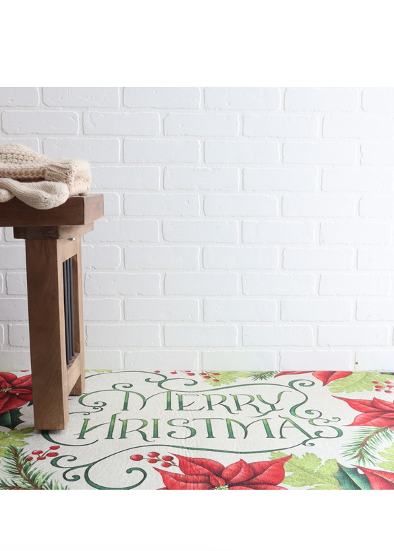 Merry Christmas Chenille Printed Accent Rug
