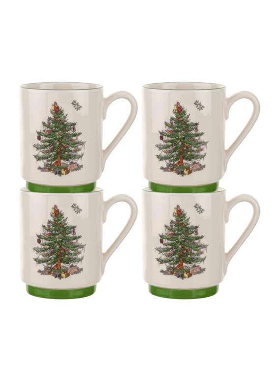 Spode Christmas Tree Stacking Mugs - Set of 4