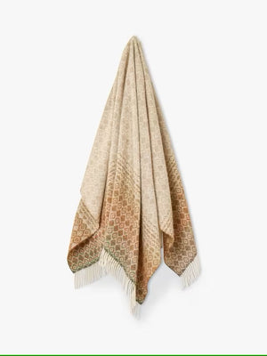 British Lambswool Blanket - Diamond Ombre (Terracotta & Green)