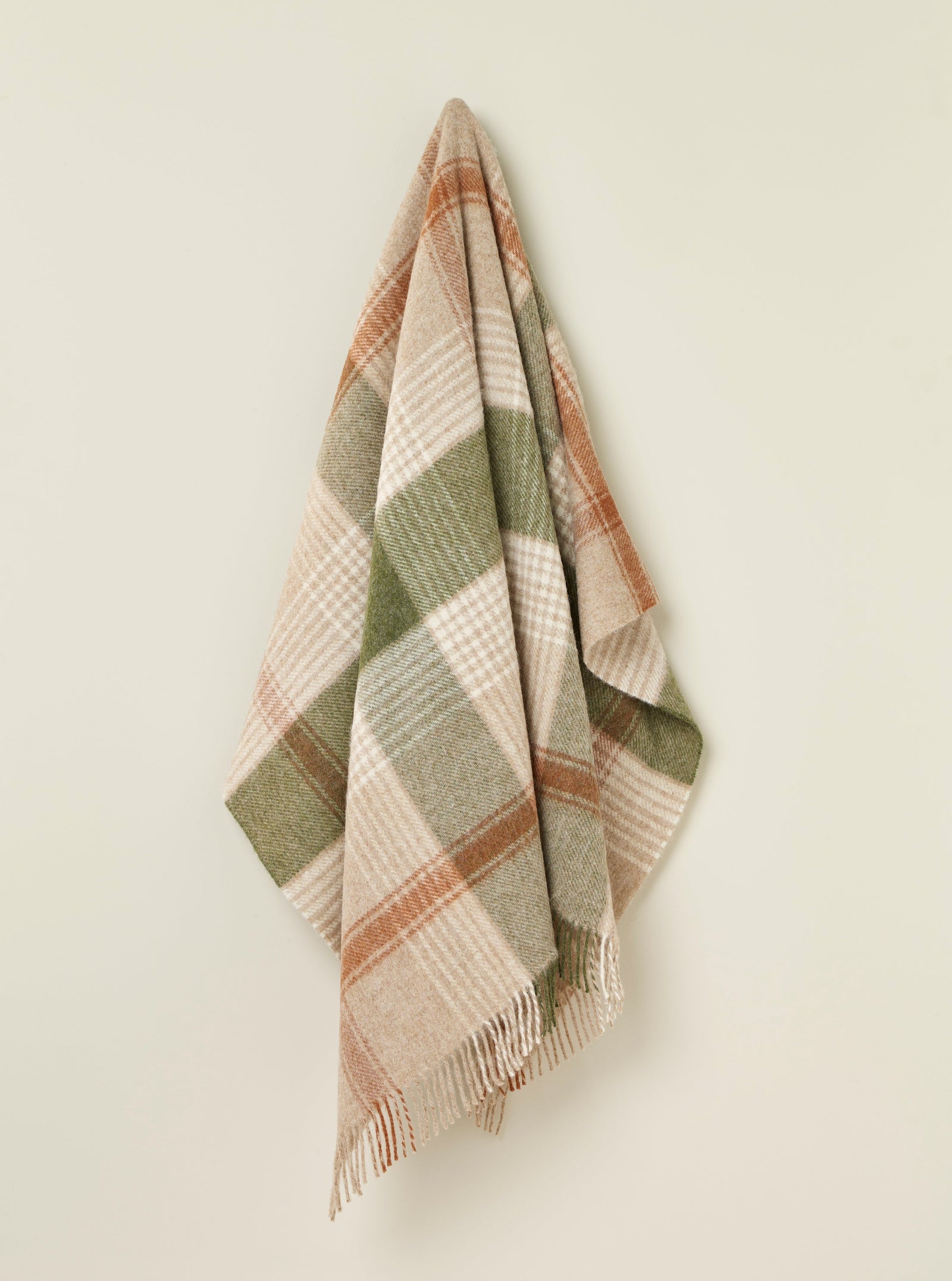 British Lambswool Blanket - Classic Check (Terracotta & Green)
