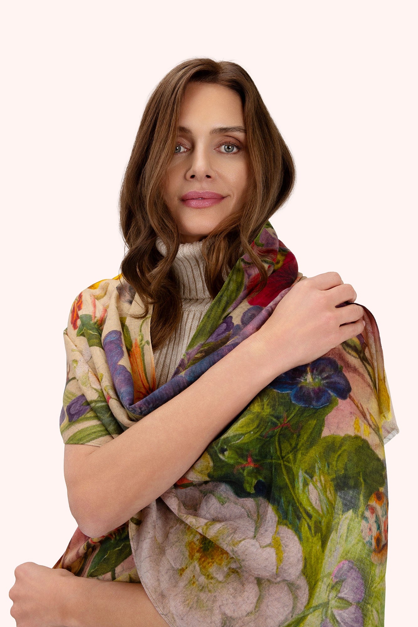 Wool Wrap Scarf - Autumn Posy