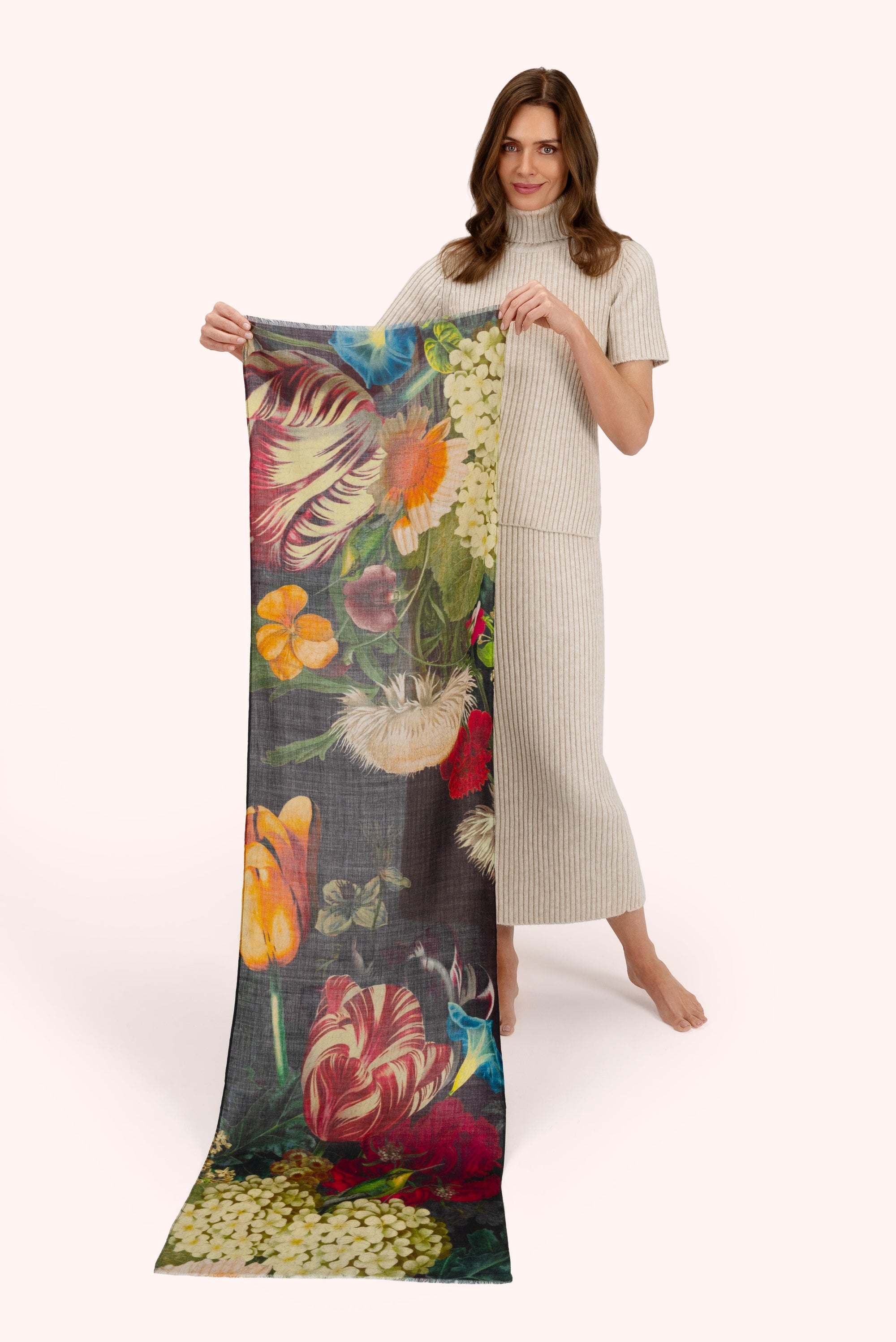 Wool Wrap Scarf - Opulent Florals