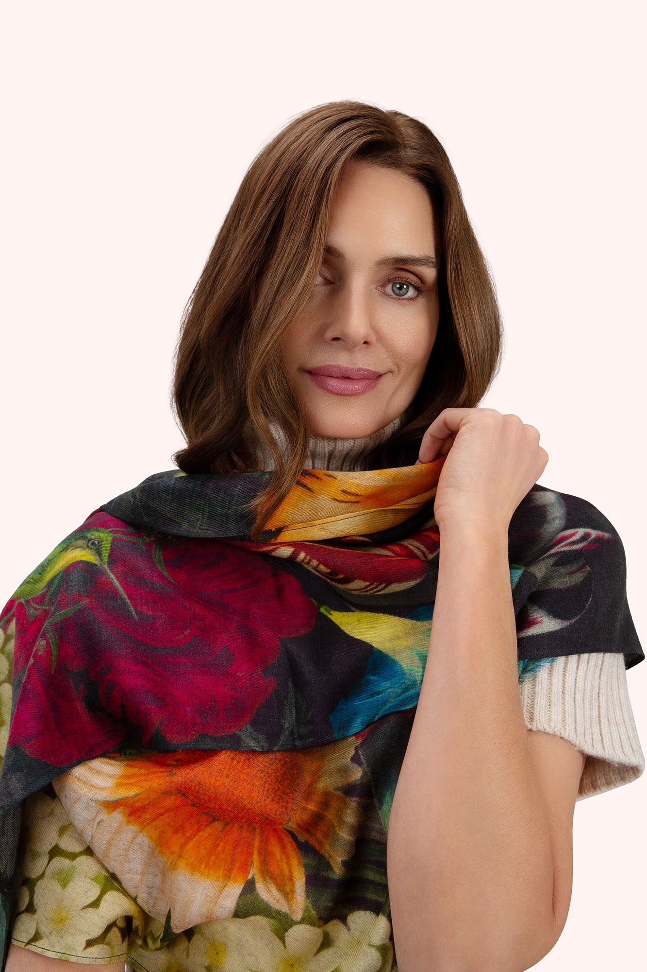 Wool Wrap Scarf - Opulent Florals