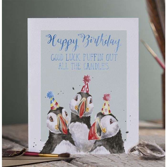 Puffin Out Candles - Wrendale Birthday Card