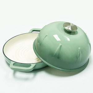 Cast Iron Bread Cloche - Green Enamel