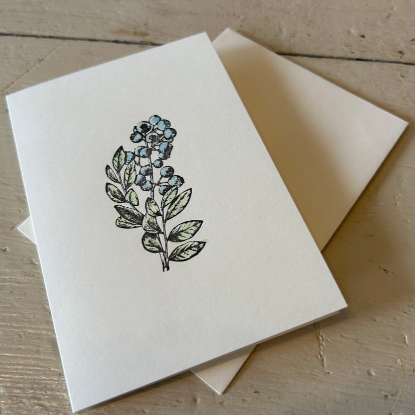 Hand-Printed Blueberry Card