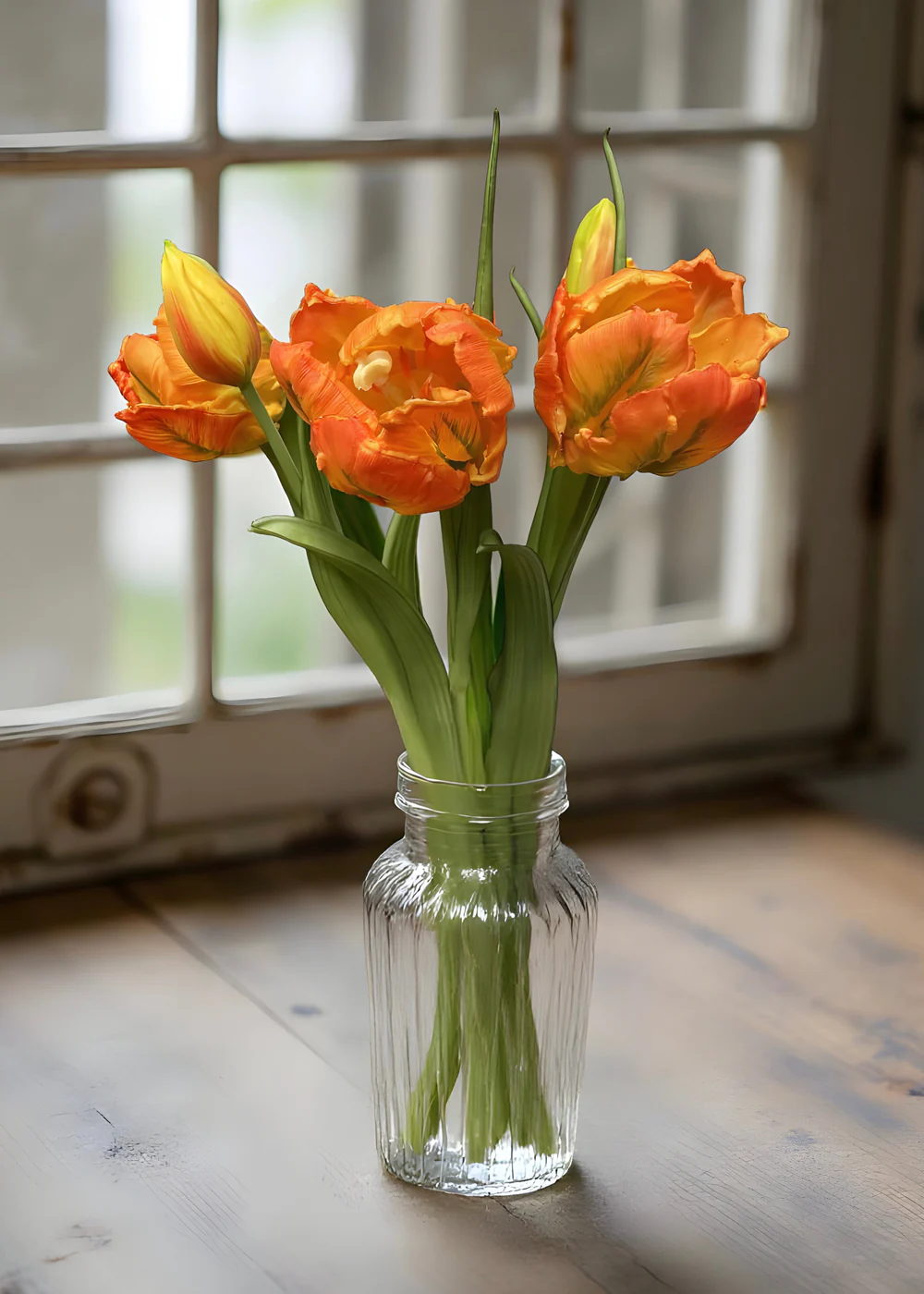 18" Fresh Touch Ruffled Tulip Bundle - Orange