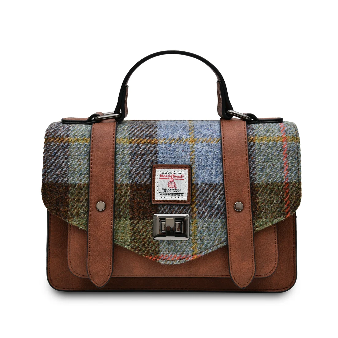 The Medium Satchel - Chestnut & Blue Tartan