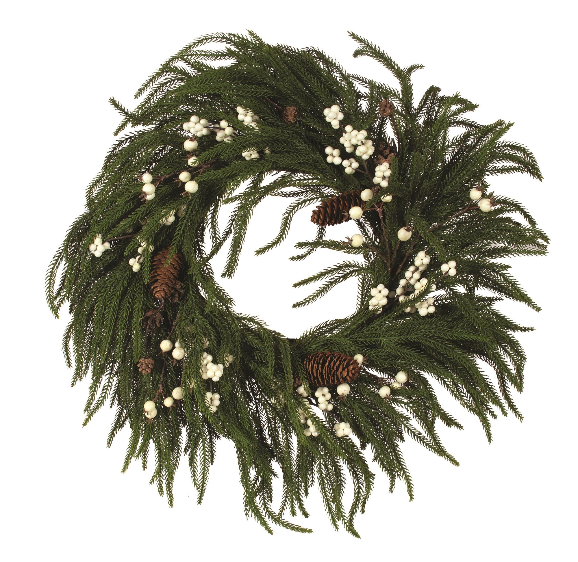 Norfolk Pine Wreath with Ivory Berries