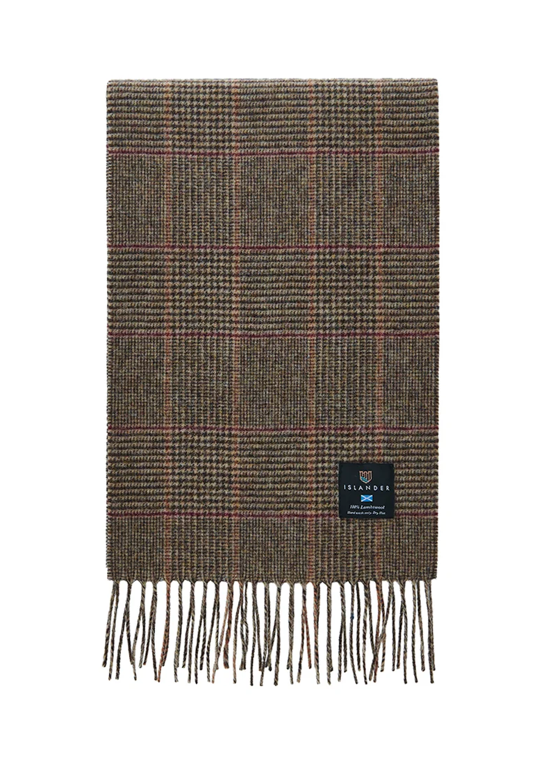 Islander Lambswool Scarf - Beige Houndstooth