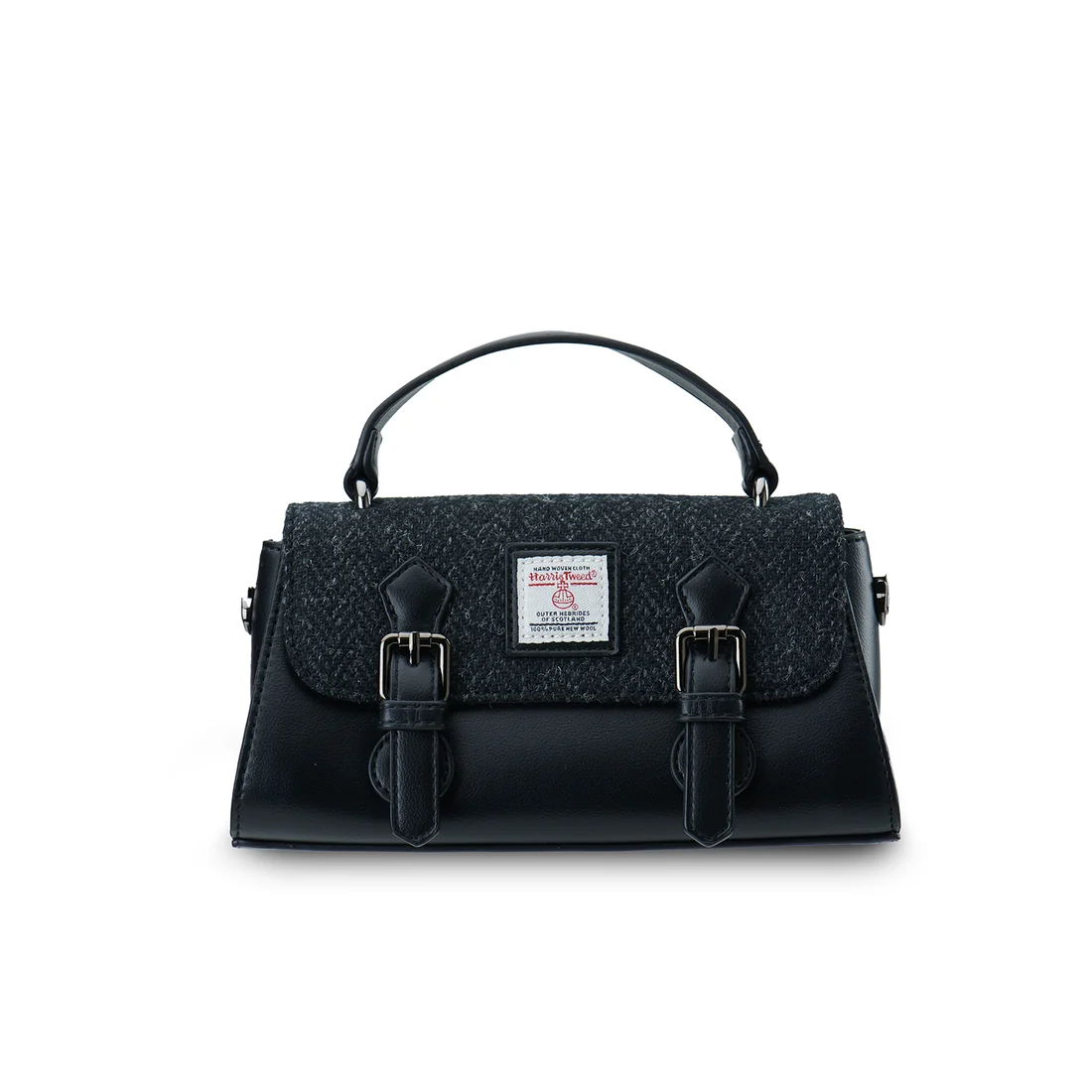 The Victoria Satchel - Black Herringbone