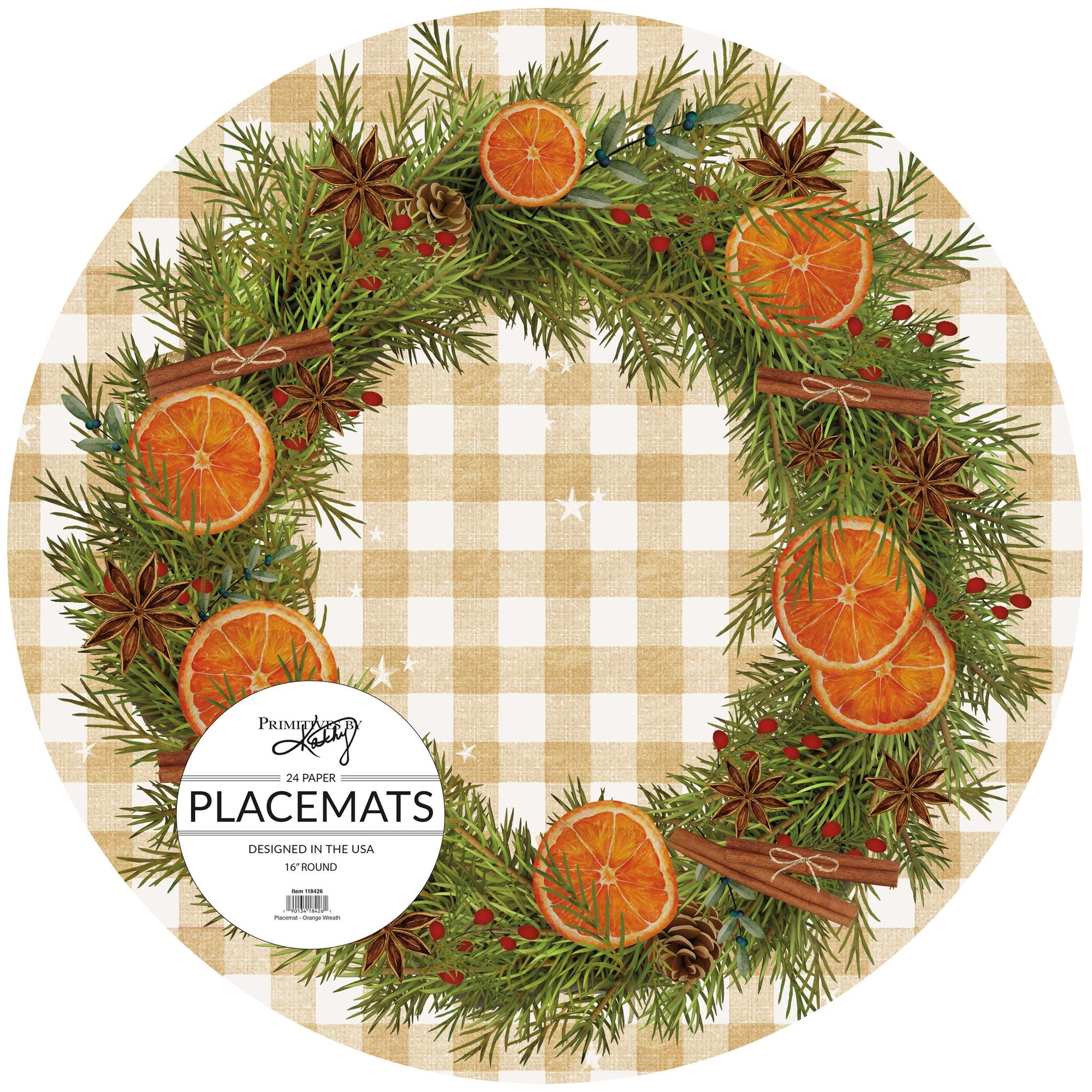 Orange Wreath Paper Placemats