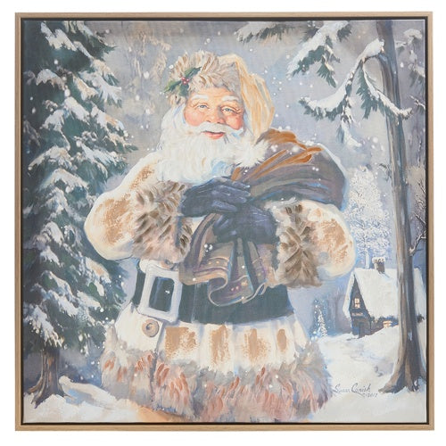 Woodland Santa Framed Canvas