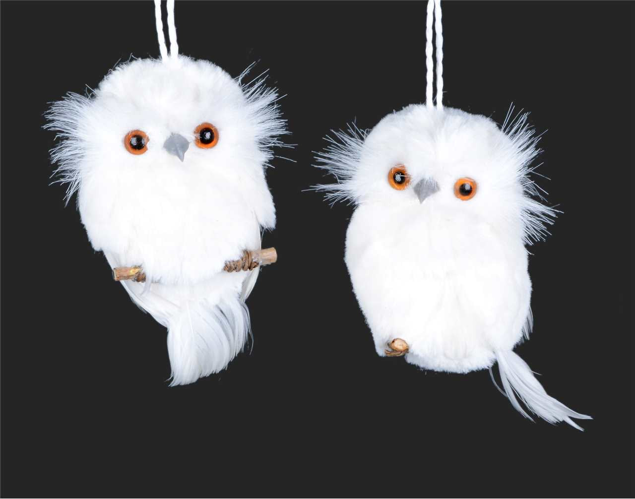 Fluffy White Owl Ornament