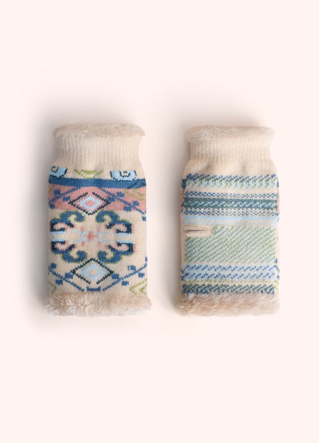 Scandi Cosy Wrist Warmers - Cream Mix