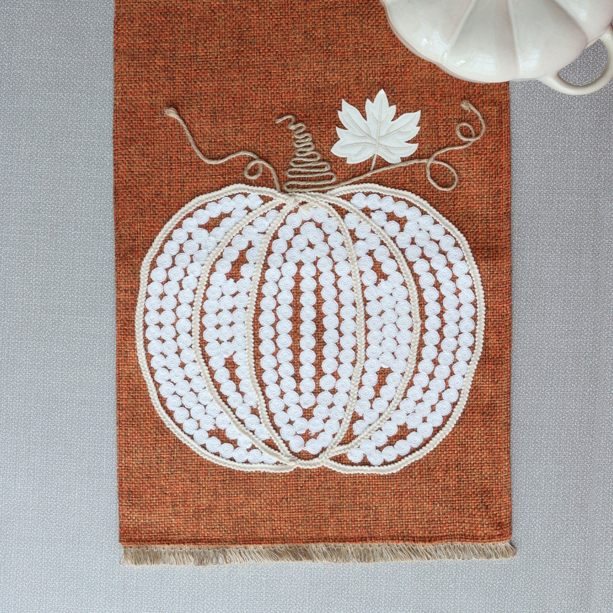 Boho Embroidered Pumpkin Runner