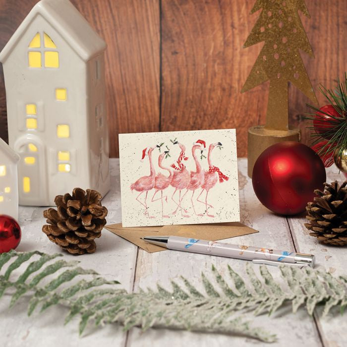 Wrendale Mini Card -Flamingle Bells