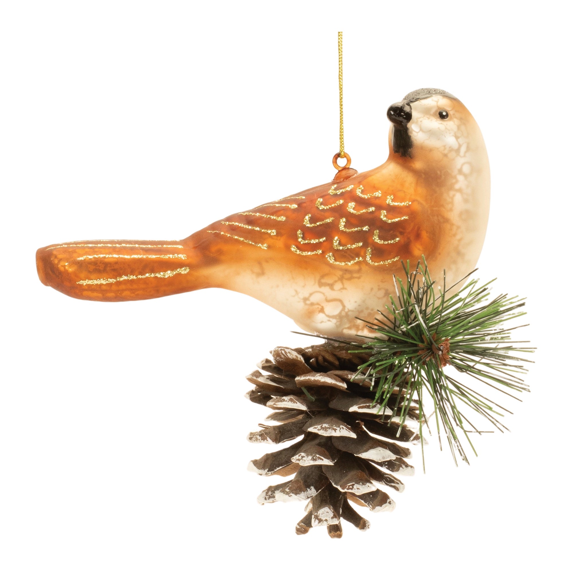 Bird on a Pinecone Ornament