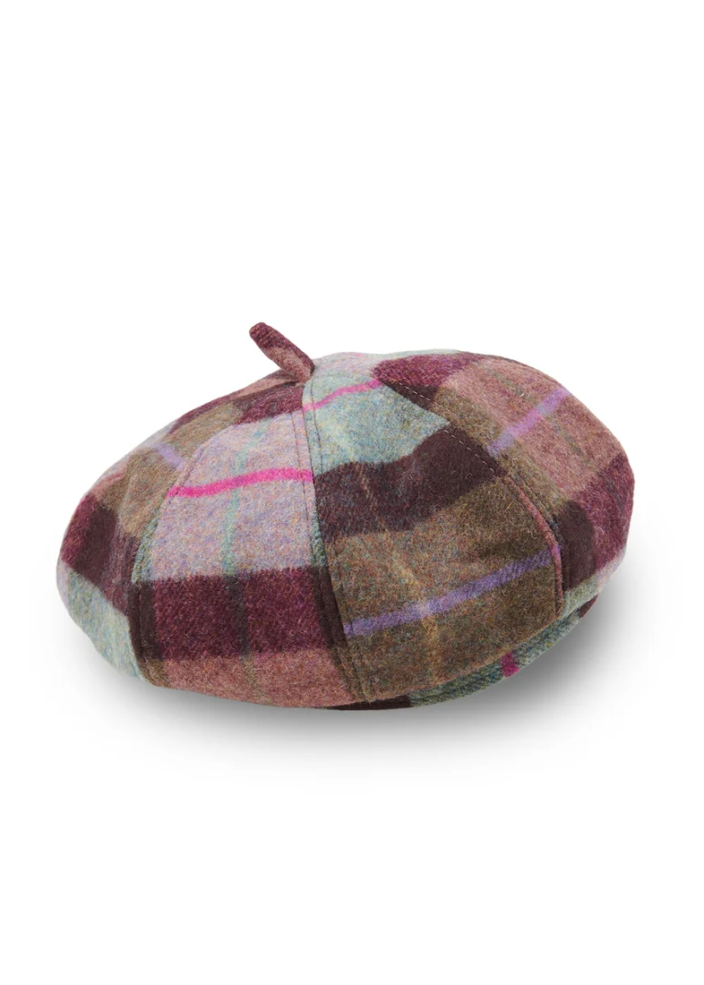 Islander Lambswool Bunnet - Pink & Green Tartan
