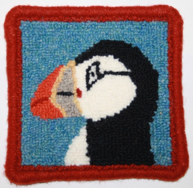 Rug Hooking Coaster Kit - Puffin
