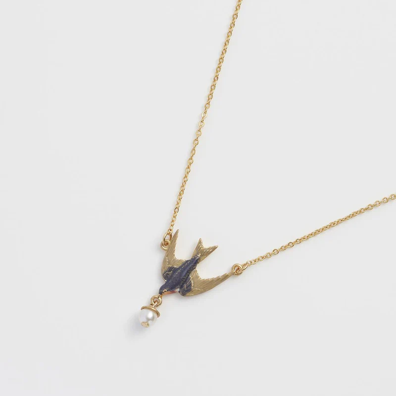 Swallow & Pearl Necklace