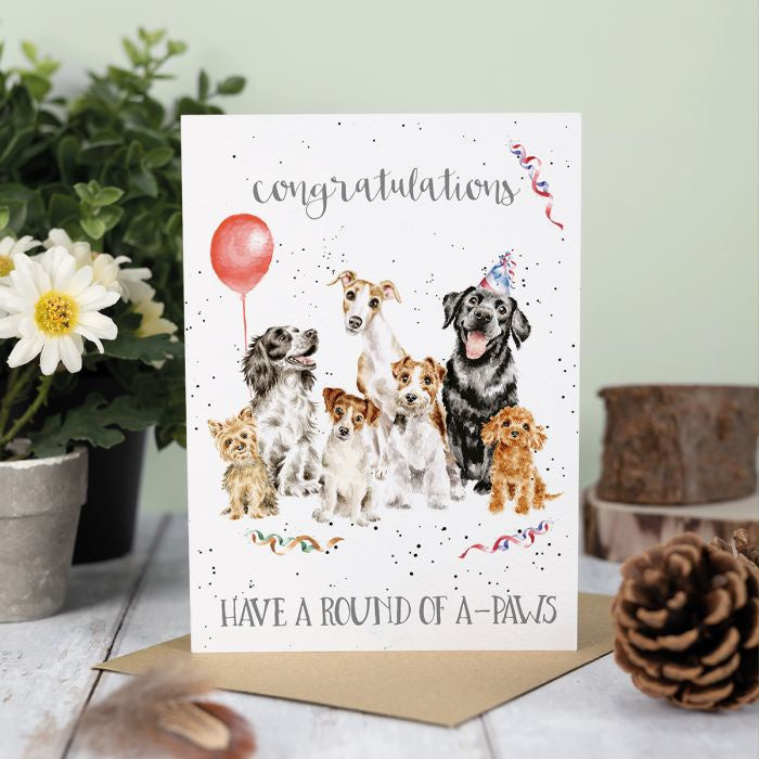 "Round of A-Paws" - Wrendale Occasion Card