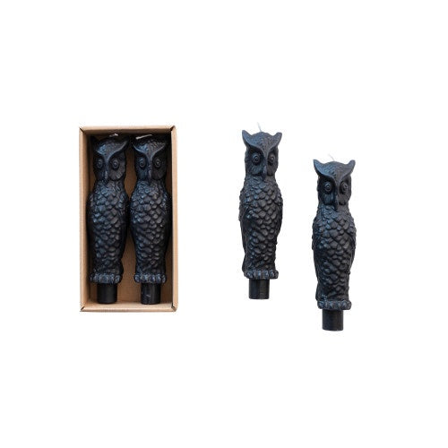 Black Owl Taper Candles