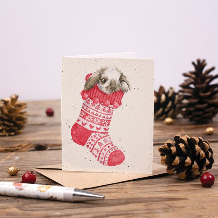 Wrendale Mini Card - Christmas Stocking