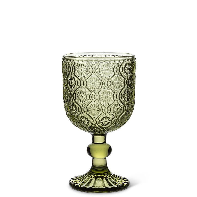 Vintage Green Wine Goblet