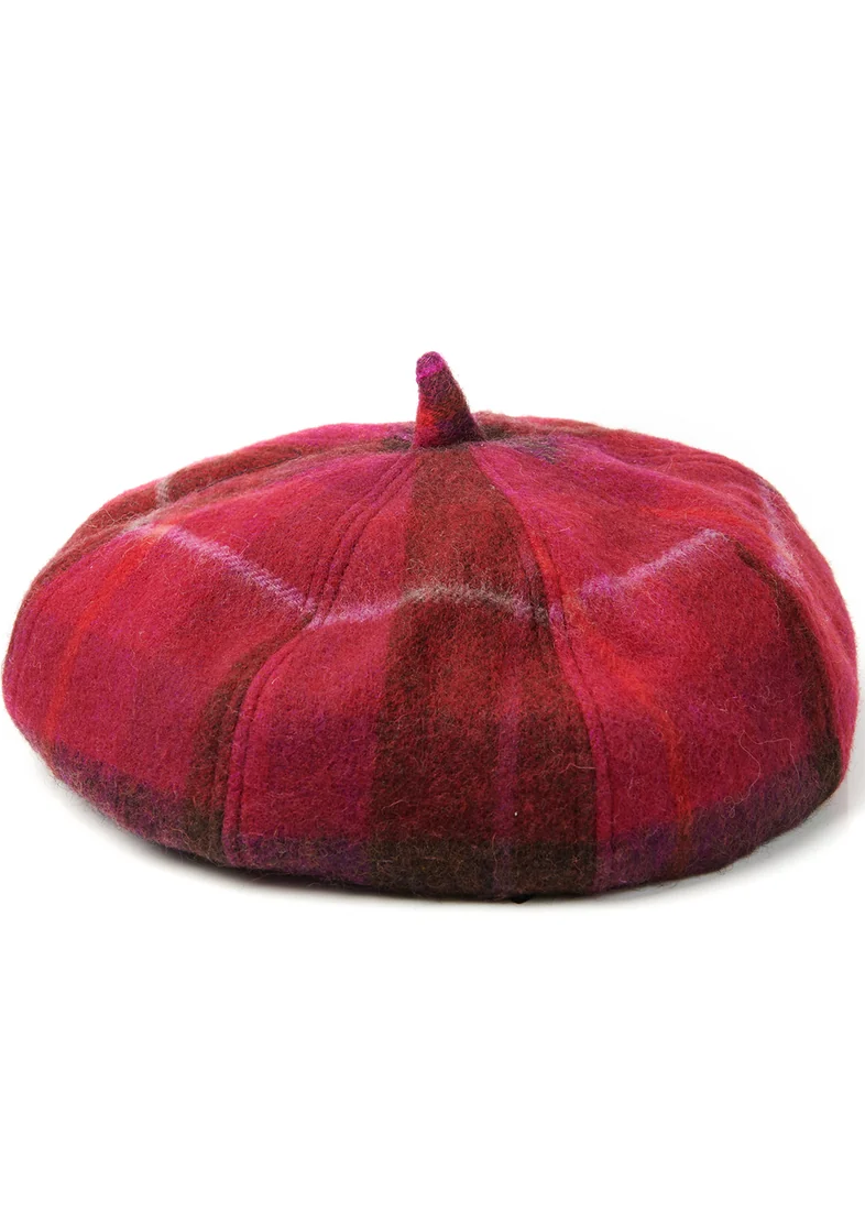 Islander Lambswool Bunnet - Fuchsia Tartan