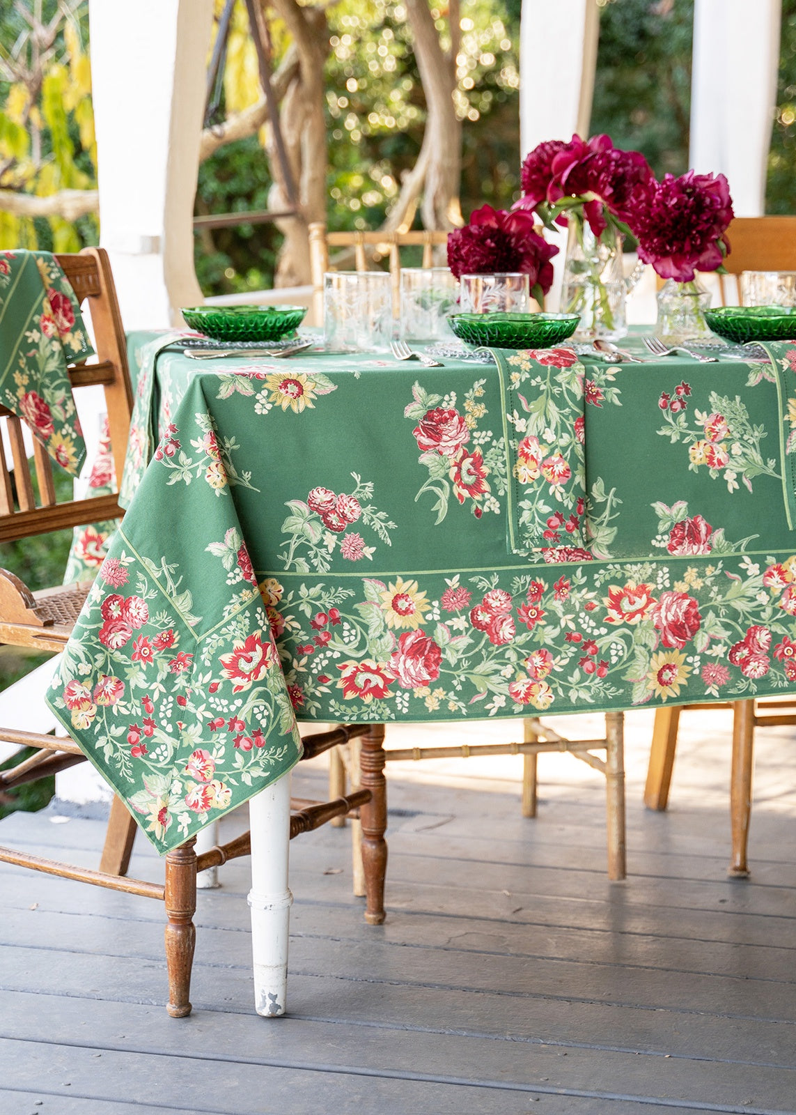 April Cornell Russian Chintz Tablecloth - Green