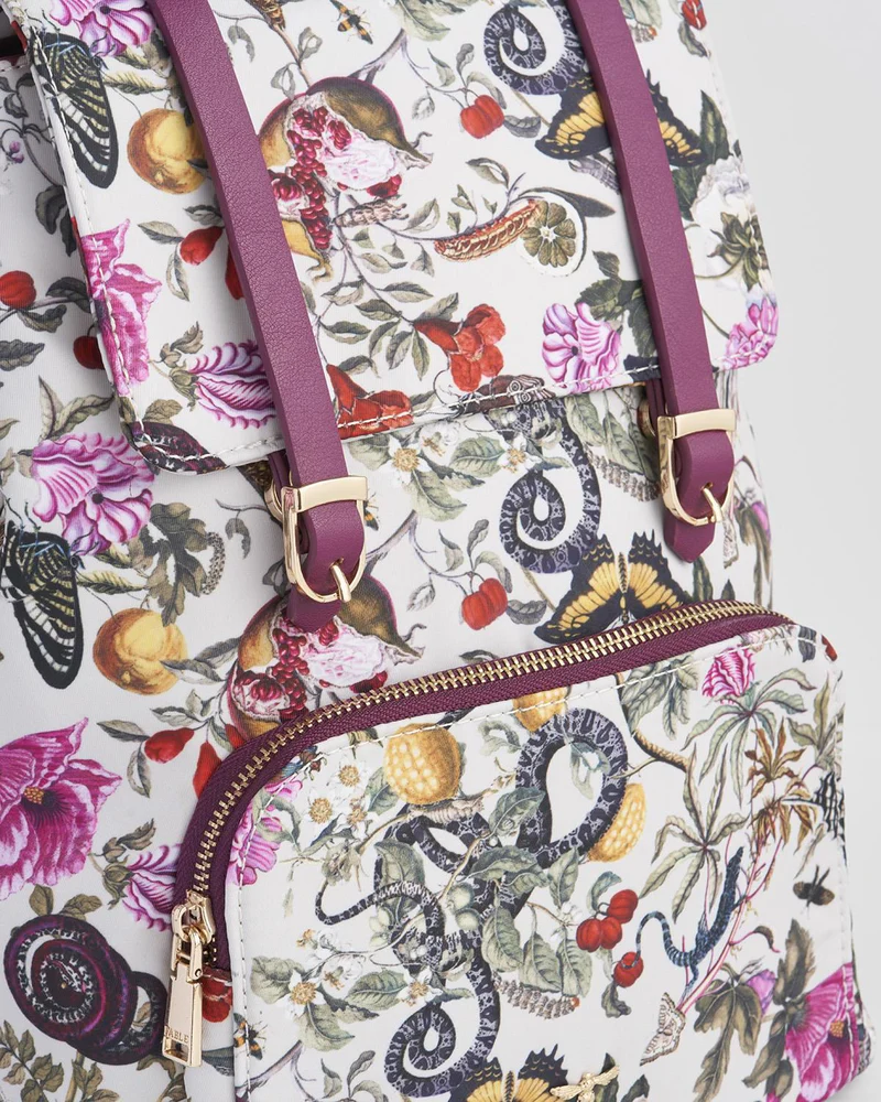 Floral Engravings Small Plum Backpack