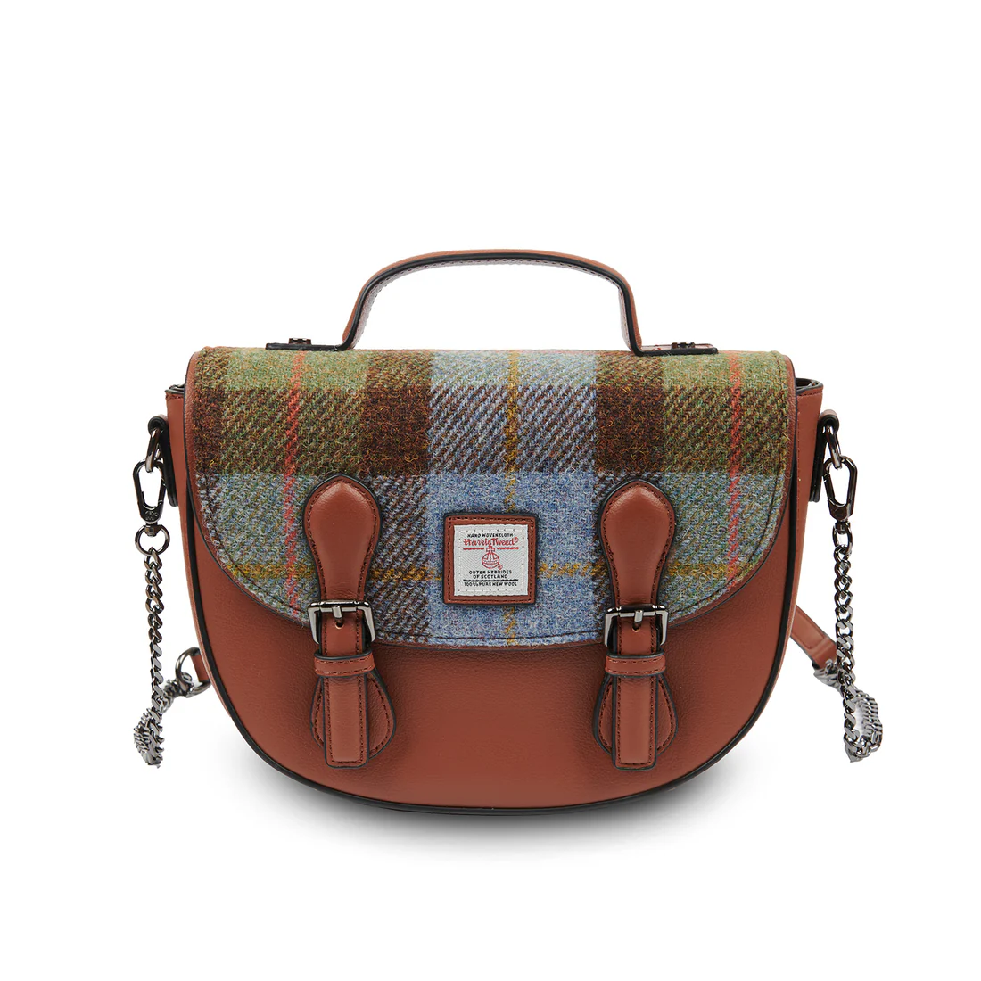 The Medium Cobble Satchel - Chestnut & Blue Tartan