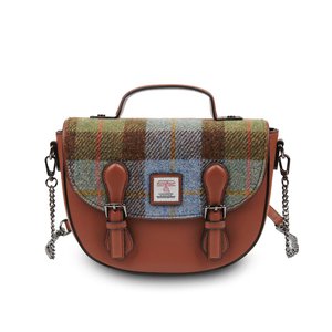 The Medium Cobble Satchel - Chestnut & Blue Tartan