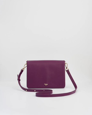 Floral Engravings Plum Crossbody Handbag