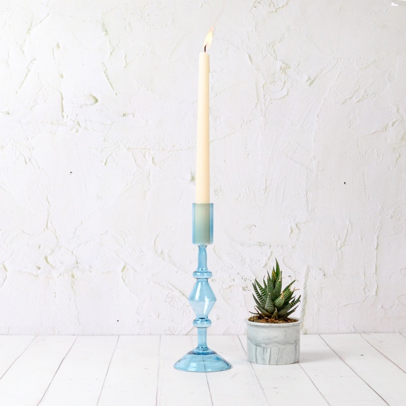 Blue Wisteria Glass Taper Candle Holder