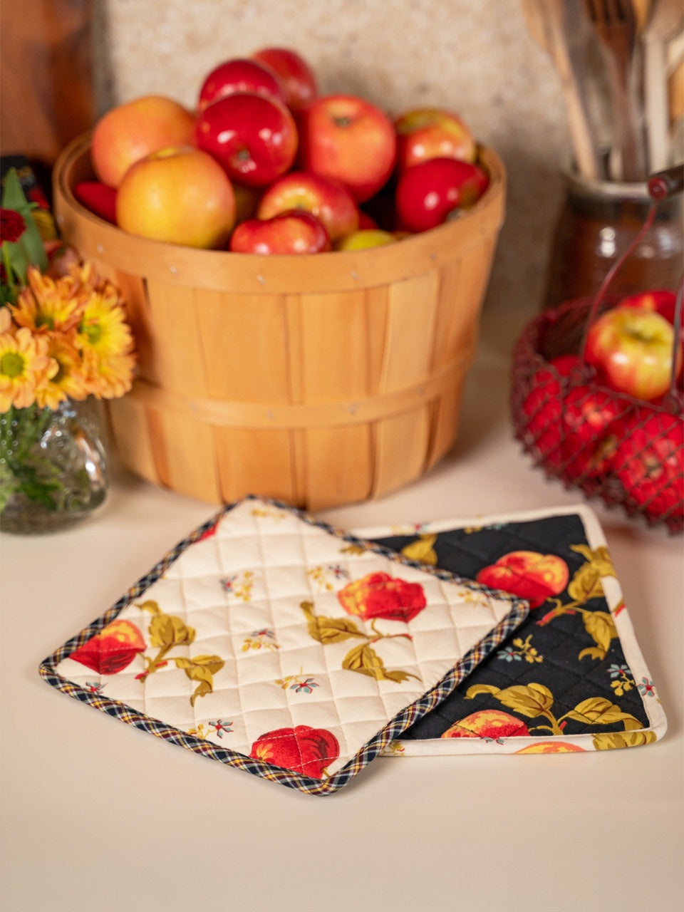 April Cornell Apple Patchwork Potholders