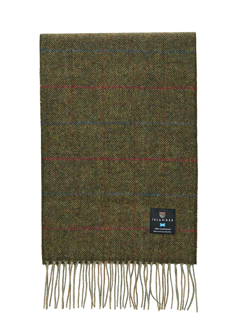 Islander Lambswool Scarf - Chestnut Herringbone