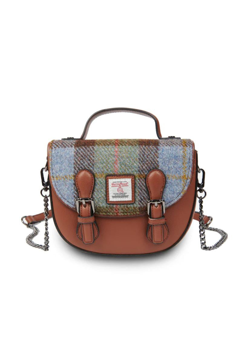The Medium Cobble Satchel - Chestnut & Blue Tartan