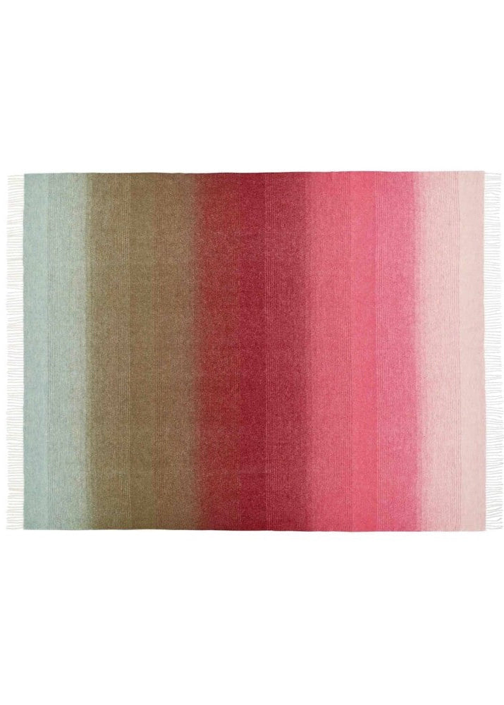 Merino Wool Blanket - Ombre Stripe (Pink & Khaki)