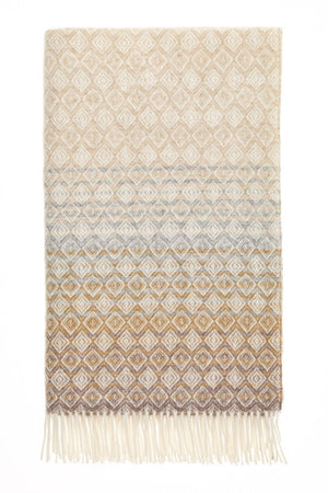 British Lambswool Blanket - Diamond Ombre (Natural)