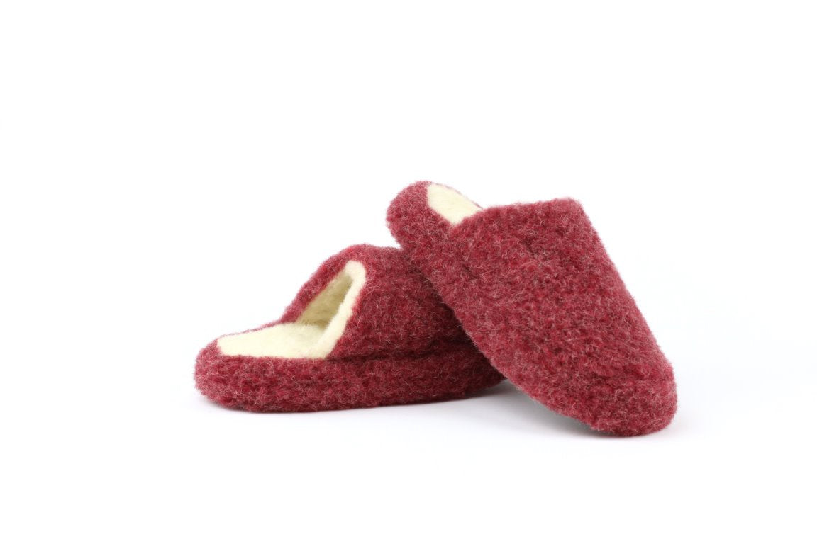 Dark Red Wool - Slip-On Sheep by the Sea Slippers