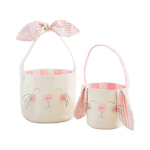 Pink Canvas Bunny Basket