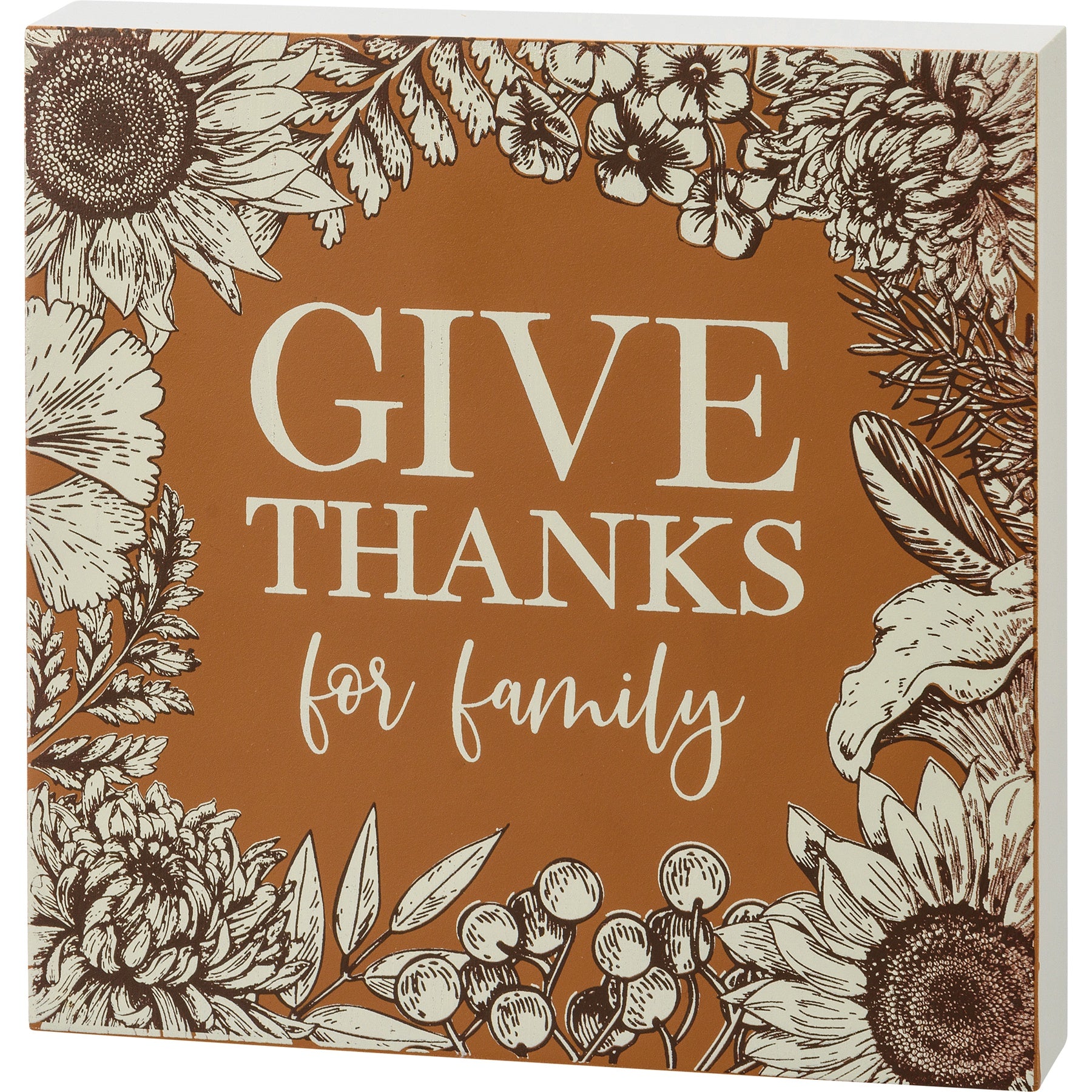 Give Thanks for Family Block Sign