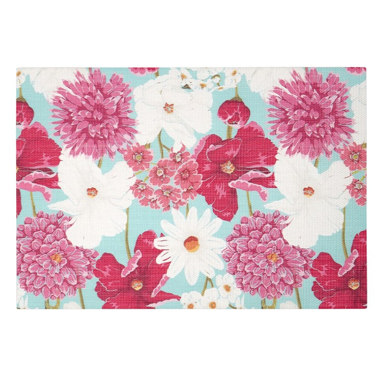 Aqua Floral Vinyl Placemat
