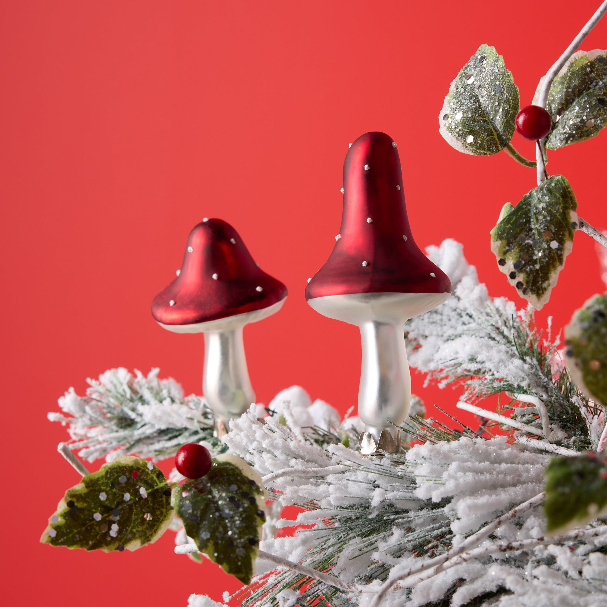 Shiny Red Mushroom Clip Ornaments